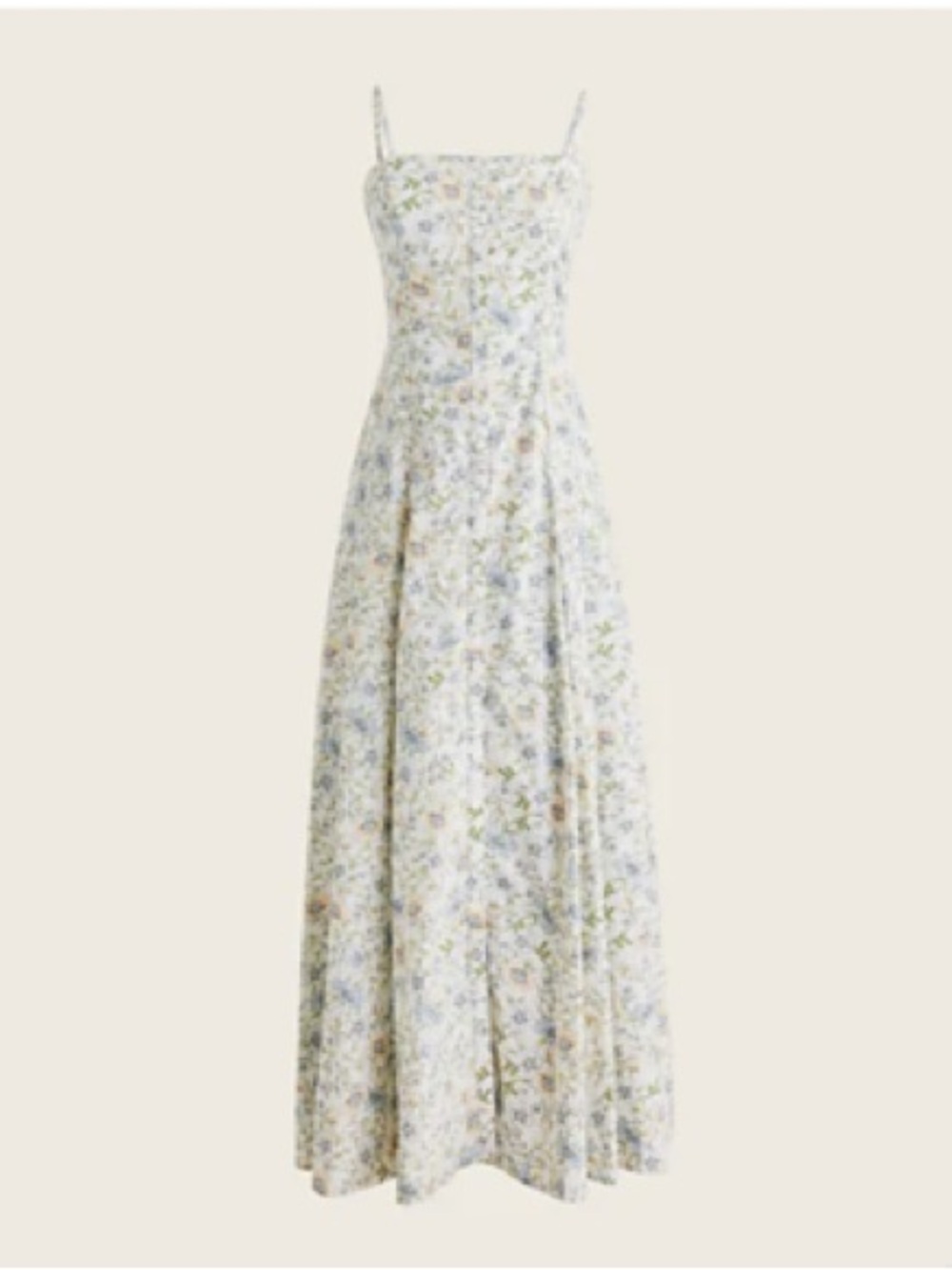 J. Crew White Floral Spaghetti-Strap Buttom down cotton Maxi Dress